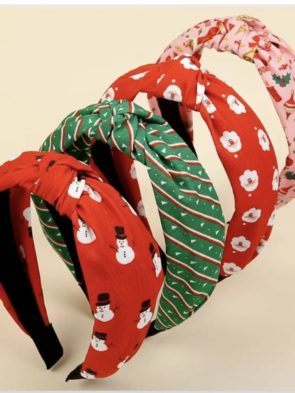Holiday Knotted Fabric Headband - Red, Green, Pink(choose 1 )